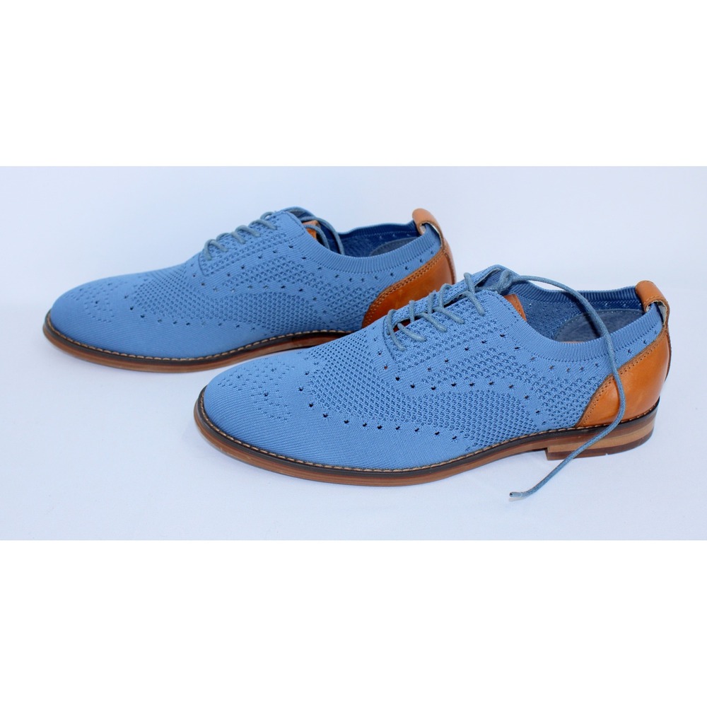 Moretti Gold Label Ashland II Light Blue Knit & Leather Wingtip Oxfords